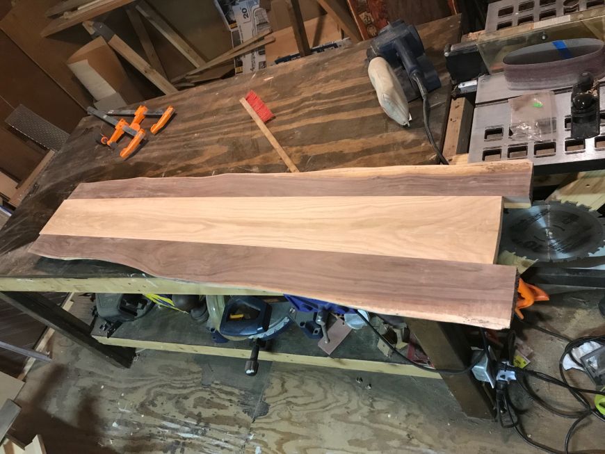 live edge walnut and oak table top