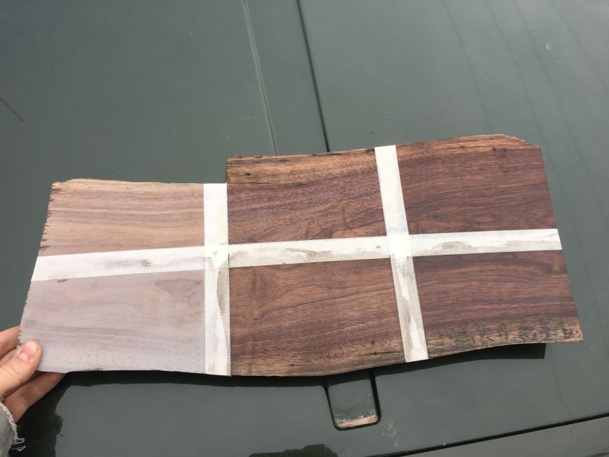 walnut wood oil finish with rottenwood grain filler test comparison