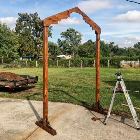 diy wedding arch arbor altar wooden timbers